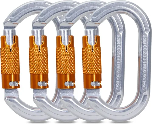Vista 16 de SOB Clips de mosquetón de escalada con bloqueo automático, conector de mosquetón asimétrico de alta resistencia utilizado para rappel