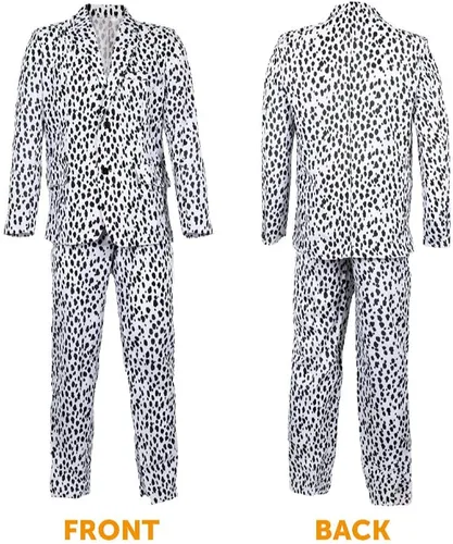 Vista 5 de Disfraz de traje con estampado dálmata para hombre con lazo negro talla S - XXL