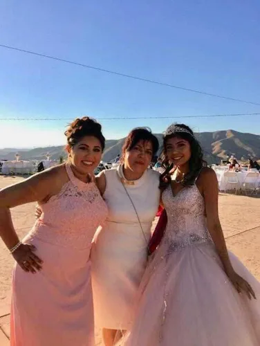 Vista 5 de Vestido de dama de honor de sirena con cuello para mujer, vestido de fiesta largo de encaje, Rosado