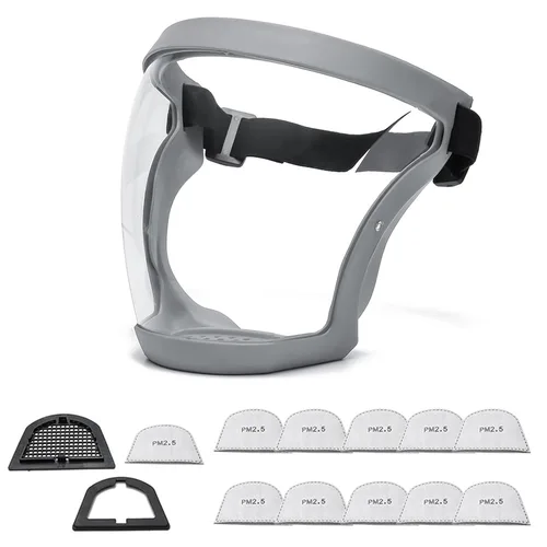 Vista 17 de Escudos activos antivaho de cara completa Protección de expresión visible, transparente, transpirable, cómodo, para adultos, reutilizable