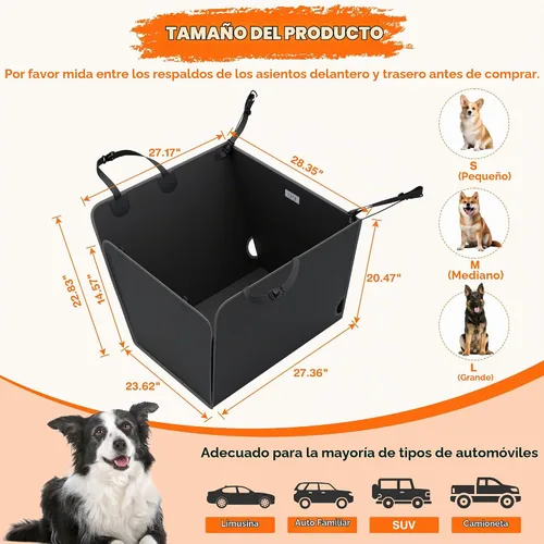 Vista 2 de njnj Funda de asiento de coche para asiento trasero de perro - Impermeable para perros de media hamaca para autos, protector de asiento trasero