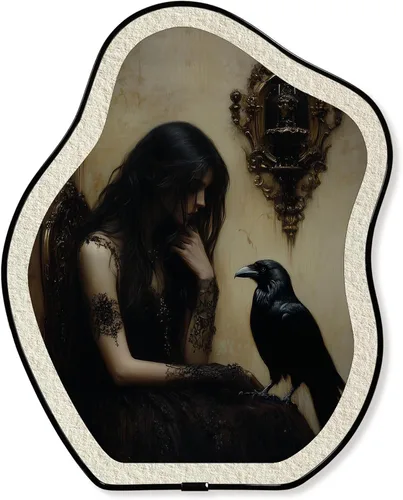 Vista 22 de KVEKVE Dark Academia - Decoración ovalada enmarcada para pared, paisaje gótico, naturaleza, luna Moody, decoración colgante, para pared o mesa
