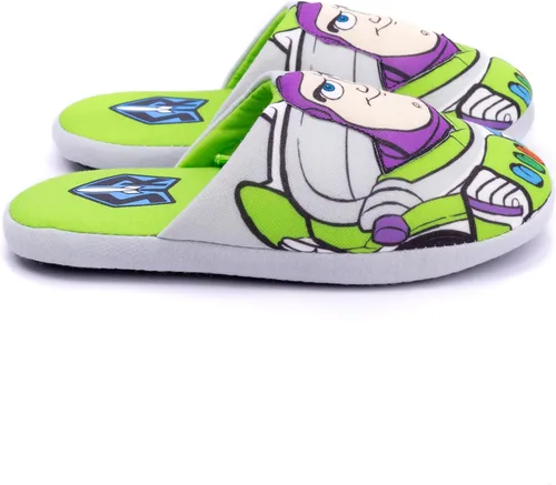 Vista 4 de Disney Pixar Toy Story Pantuflas para niños Buzz Lightyear sin cordones, Verde
