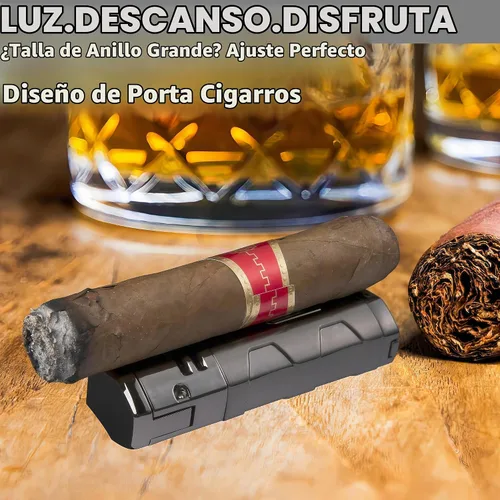 Vista 3 de Castelar Encendedor de cigarrillos de triple llama resistente al viento, recargable de butano con soporte de apoyo, butano no incluido