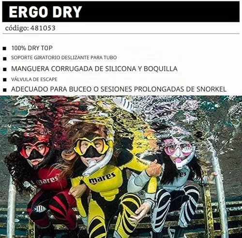 Vista 2 de Mares Italian Design Premium Collection Ergo Dry Snorkel Negro