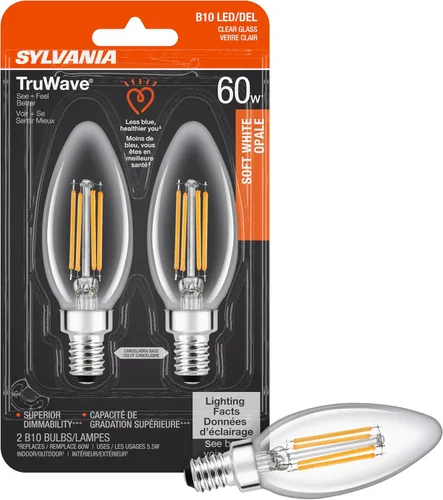 Vista 7 de Sylvania - Bombilla LED TruWave Natural Series Décor B10, equivalente a 40 W, eficiente 4 W, base de candelabro, regulable, 350 lúmenes