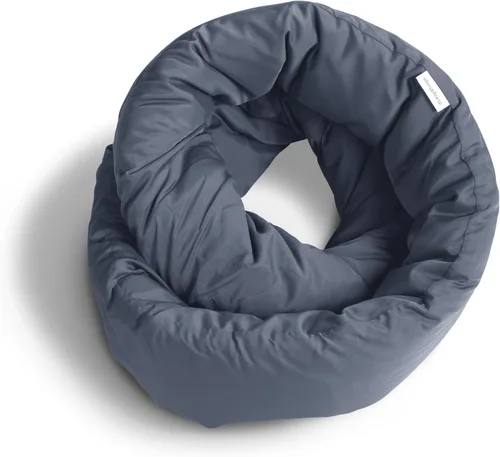 Vista 8 de Huzi Infinity Pillow - Bufanda cervical suave para usar en el hogar y viajes, soporte para dormir (gris)