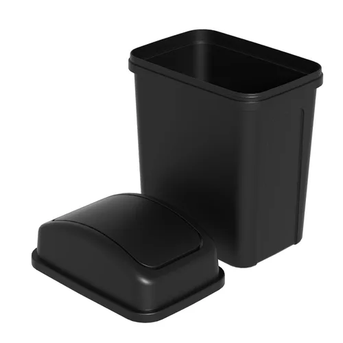 Vista 5 de Zopnny Cubo de basura pequeño de 1.8 galones / 7 L, cubo de basura con tapa oscilante, cubo de basura de plástico con tapa giratoria, color negro