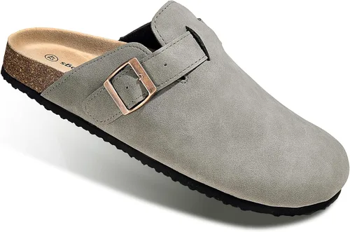 Vista 13 de BULLIANT Zuecos pantuflas sandalias de enfermería zapatos de trabajo para hombres y mujeres, parte superior con forro polar + plantilla de corcho