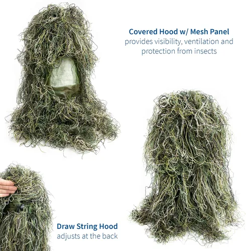 Vista 8 de VIVO Ghillie ropa de caza de camuflaje para el bosque- Traje (4 piezas)