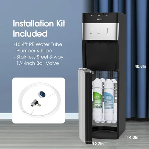 Vista 7 de VECYS Enfriador de agua sin botella con filtración de 4 etapas, opciones de agua caliente, fría y habitación, sistema de autolimpieza para el hogar
