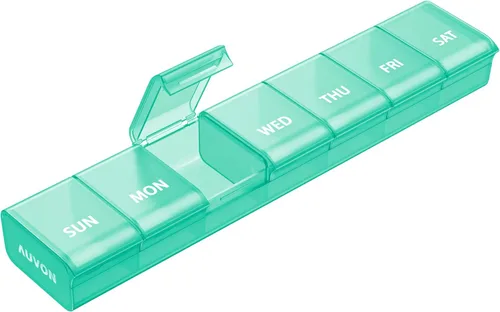 Vista 11 de AUVON Organizador semanal de píldoras con diseño de apertura sin esfuerzo, pastillero apto para artritis, organizador de píldoras sin BPA de 7 días