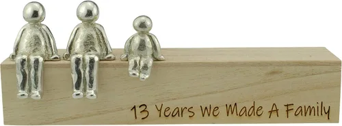 Vista 2 de Idea para el 13º aniversario – 13 años hicimos un adorno de metal familiar – Elige tu combinación familiar (1 niño)