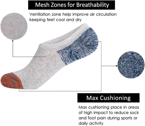 Vista 3 de JOYNÉE Paquete de 6 calcetines casuales de algodón antideslizantes con silicona para hombre