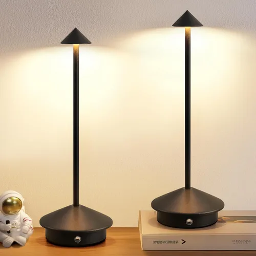 Vista 10 de Juego de 2 lámparas de mesa modernas inalámbricas, lámparas de escritorio LED portátiles, iluminación con batería recargable de 5000mAh