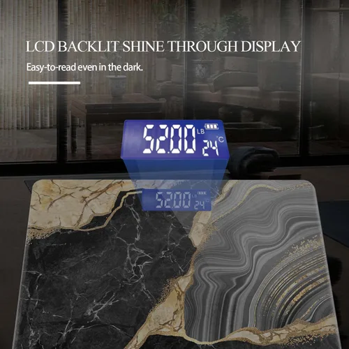 Vista 3 de Báscula digital para peso corporal, báscula de baño, báscula personalizada para peso corporal, 400 libras con gran pantalla retroiluminada, fácil