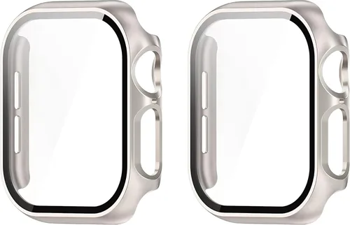 Vista 16 de Juego de 2 fundas con protector de pantalla de vidrio templado para Apple Watch SE (Gen 1/2/3) Series 4/5/6 40mm, tacto suave, protección