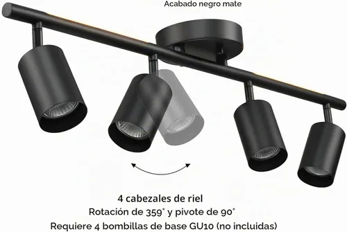 Vista 6 de GLOBE Electric 64000166 30" Iluminación de pista de 4 luces con tira de luz nocturna integrada LED de 7 W, negro mate, cabezales de pista