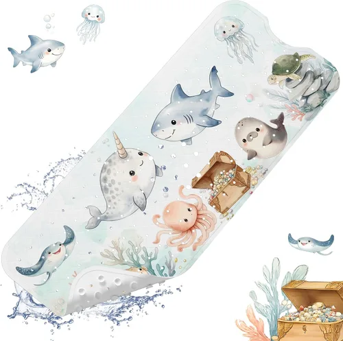 Vista 24 de XIYUNTE Alfombra de Baño para Bebé para Bañera Antideslizante Alfombra de Baño para Niños - 40''x16'' Extra Larga Alfombra de Bañera para Bebé