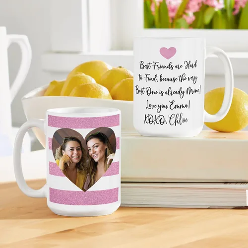 Vista 2 de Let's Make Memories Taza de corazón con foto personalizada - Para él - Para ella