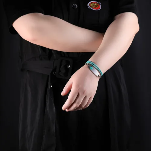 Vista 3 de Pulseras de alerta médica con grabado gratuito para mujeres y hombres con cuerda de cuero Rolo Pulsera de repuesto intercambiable Etiqueta