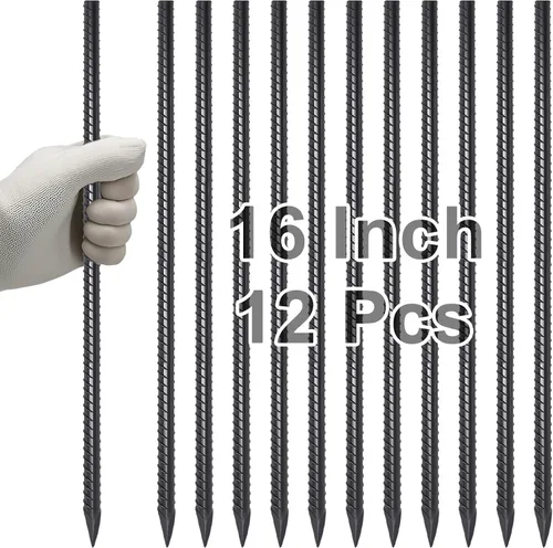 Vista 13 de VVOKGO Estacas de refuerzo de 12 pulgadas de metal con puntas en espiral para asfalto (16 piezas), anclajes galvanizados de 1/2 pulgada de diámetro