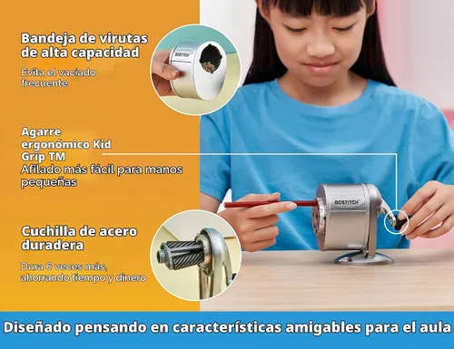 Vista 5 de Bostitch Sacapuntas manual de metal, plateado (MPS1-CH)