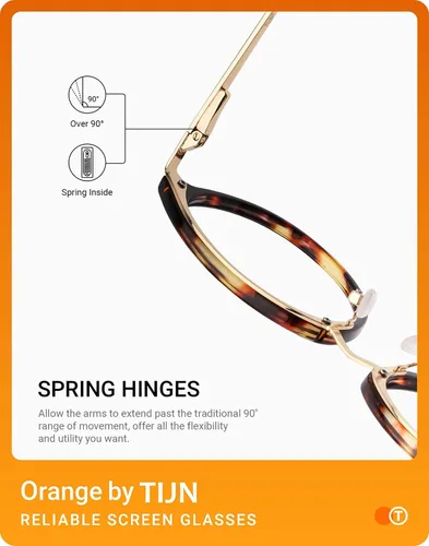 Vista 5 de Gafas TIJN de óptica con montura redonda de metal estilo vintage bloquean la luz azul gafas sin prescripción con montura para mujer
