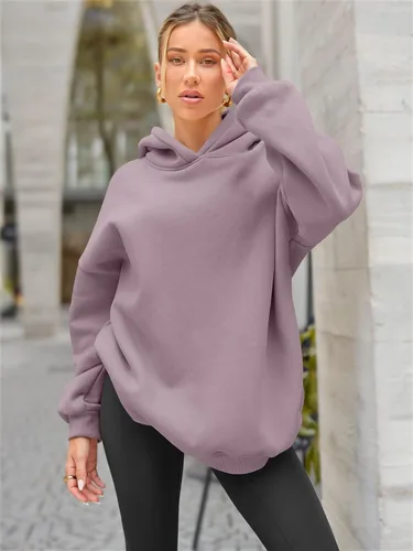 Vista 4 de EFAN Sudaderas con capucha de gran tamaño para mujer, sudaderas de forro polar con capucha, suéteres casuales y cómodos, ropa de moda de otoño 2023