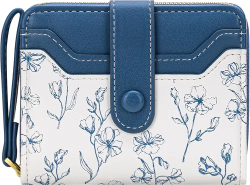 Vista 11 de BIAOTIE - Cartera para mujer con flores bonitas, con bloqueo RFID, tarjetero para tarjetas de crédito, monedero pequeño de dos pliegues