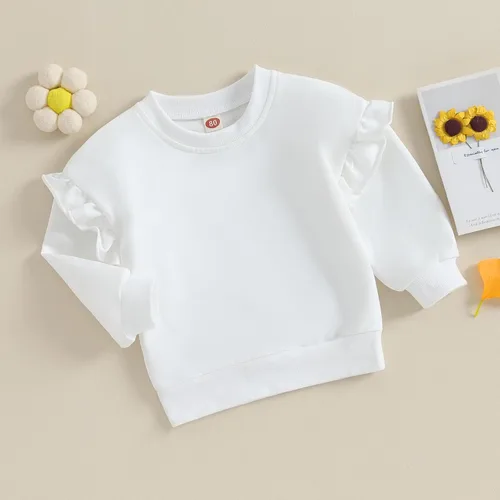 Vista 17 de Sudadera unisex de algodón de color sólido para bebé, camiseta de manga larga con cuello redondo