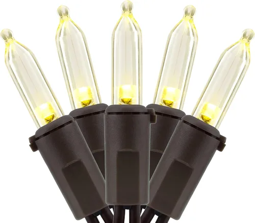 Vista 11 de YULETIME Juego de 200 luces LED de Navidad moradas, 66 pies, cable marrón, certificado UL, grado comercial, juego de luces navideñas Púrpura