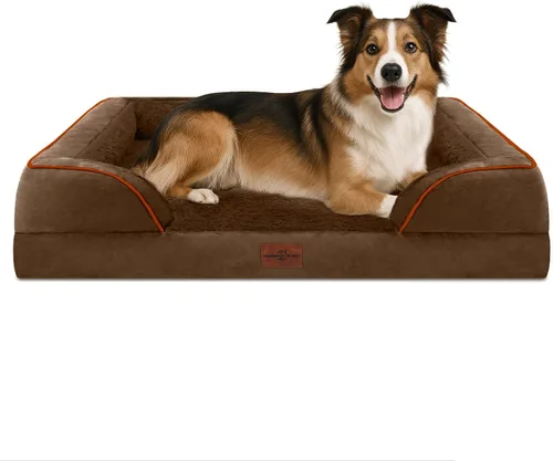 Vista 104 de Comfort Expression - Cama ortopédica para perros medianos, 28 x 19 pulgadas, cama impermeable y de apoyo de espuma con cojines removibles, sofá