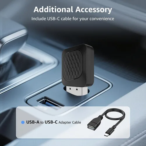 Vista 8 de Ayake Adaptador inalámbrico Android Auto, Edición Mini más pequeña, Convierte Android Auto con cable a inalámbrico, Adaptador Plug & Play, Diseño