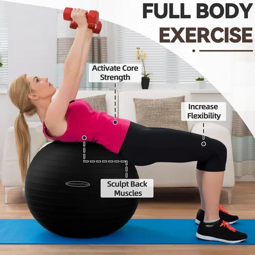Vista 3 de Fitvids Pelota de ejercicio antiestallido y antideslizante, pelota de yoga, bola de fitness, bola de parto con bomba rápida
