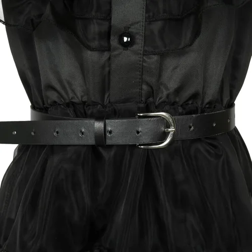 Vista 6 de SPORTBANG Disfraz de Wednesday Addams para niñas, disfraz de cosplay de miércoles, disfraz de Halloween