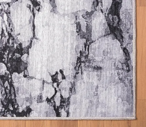 Vista 4 de Abani Parker Collection - Alfombra de área, diseño de mármol marfil/negro, 4 x 6 pies, fácil de limpiar, duradera para niños y mascotas,
