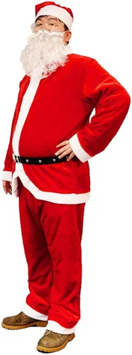 Vista 4 de Disfraz de Papá Noel para hombres adultos, disfraz de franela de lujo para fiesta de Navidad, cosplay, 5