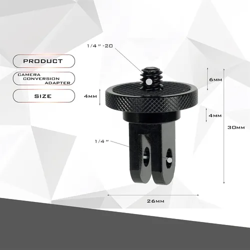 Vista 3 de Niewalda Adaptador de montaje de trípode de cámara de aluminio, 2 adaptadores de conversión ¼-20 para trípode, adecuado para GoPro
