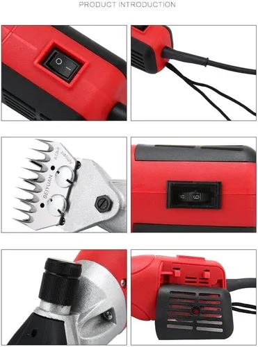 Vista 2 de cjc Tijeras de oveja, 220 V Eléctrica Oveja Cabra Cizalla Granja Clipper Máquina Cortadora de Lana Tijera (110V 500W)