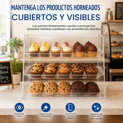 Vista 4 de Vitrina de 3 bandejas para pastelería, 21" x 17 3/4" x 16 1/2