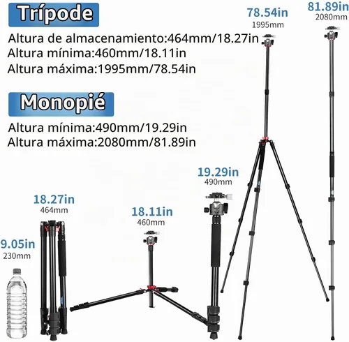 Vista 6 de CAVIX - Trípode de viaje CAVIX de 78 pulgadas para cámaras, trípode de 78 pulgadas, trípode ligero con cabezal de bola de 360 grados que carga hasta
