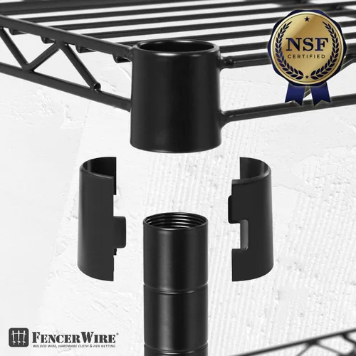 Vista 7 de Fencer Wire NSF - Estantería de alambre de altura ajustable de 4 niveles, organizador de almacenamiento de estanterías de garaje, estante de alambre