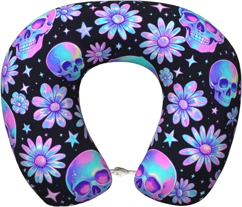Vista 8 de Ergonomic Memory Foam Neck Support Travel Airplane Pillow Pattern (1553)