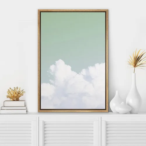 Vista 2 de SIGNWIN Lienzo enmarcado para pared, cielo verde, naturaleza, nubes, fotografía, arte moderno, contemporáneo, relajante, tranquilo, para sala