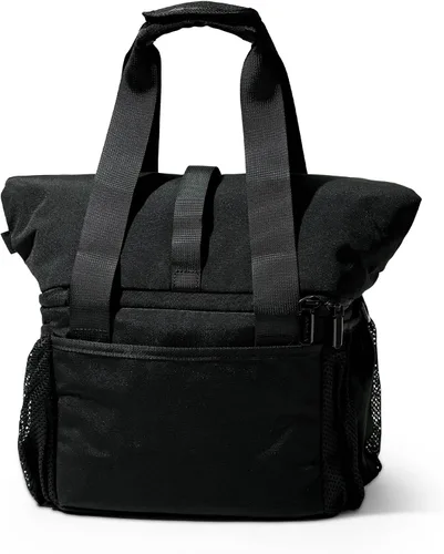 Vista 4 de Lonchera aislada de doble compartimento, con 2 compartimentos a prueba de fugas y tapa enrollable, lonchera de 13L para el trabajo (Negro)