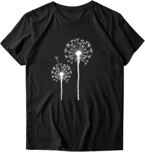 Vista 3 de Blusa de manga corta con estampado de girasol y mariposa, cuello redondo, holgada, para mujer, ropa atlética
