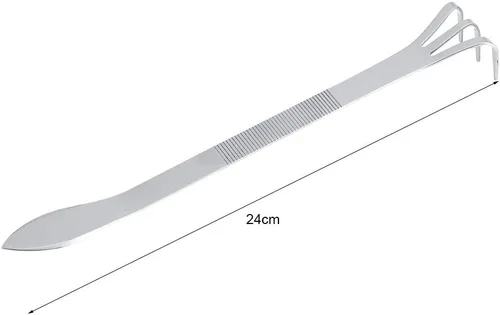 Vista 3 de Yosoo Rastrillo de jardinería de 8.3 pulgadas de acero inoxidable con 3 dientes para plantas, rastrillo para jardinería, cultivador de suelo