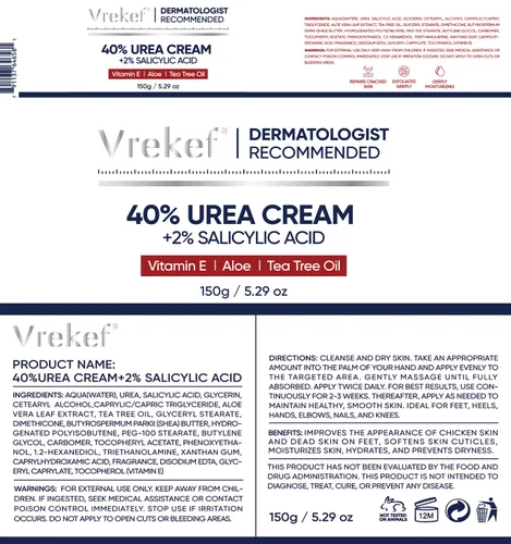 Vista 8 de Crema de urea 40 por ciento para pies de máxima resistencia, crema de urea 40% más ácido salicílico 2%, crema para pies y manos para piel seca