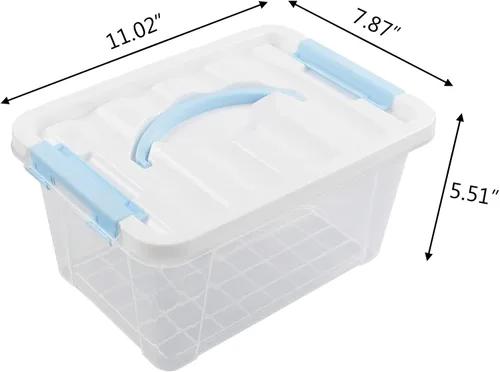 Vista 2 de Gloreen - Contenedores de almacenamiento transparentes de 6 cuartos con tapa blanca y mango azul, 2 paquetes Caja de contenedores